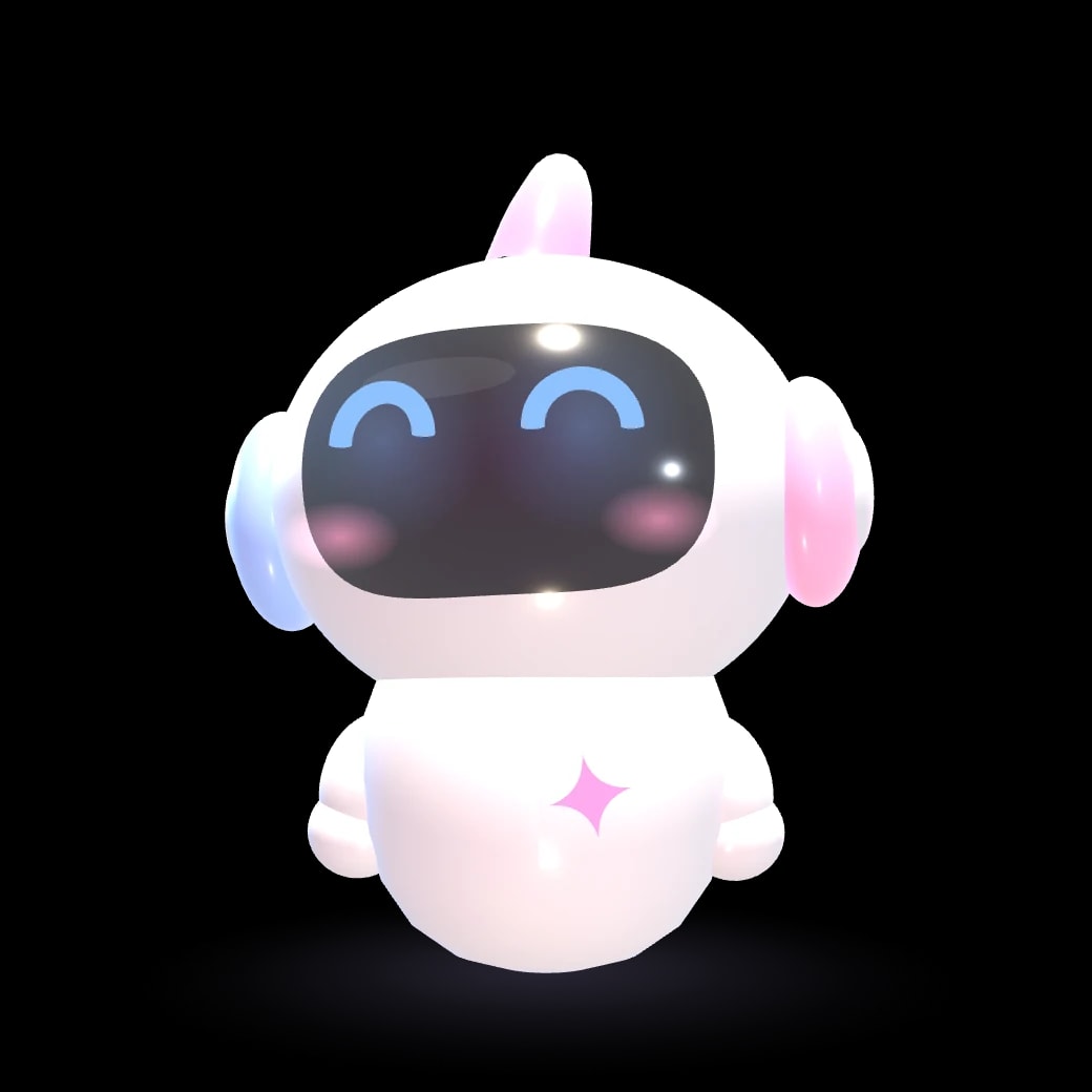 Crowny, the white robot who lives in the notch, looking up at it